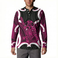 Mawhero Aotearoa Atua Tumatauenga Personalised Button Sweatshirt Maori God Of War Tiki With Taiaha LT14 - Polynesian Pride