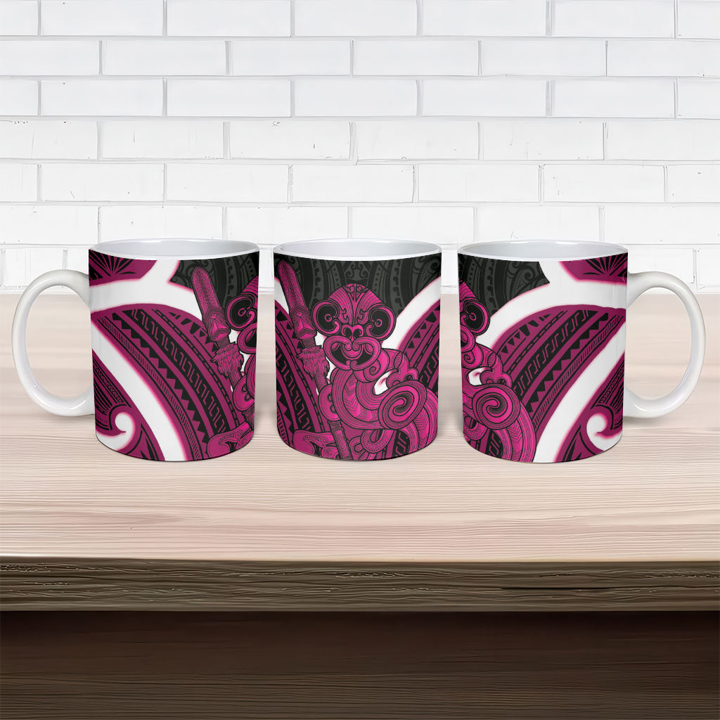 Mawhero Aotearoa Atua Tumatauenga Ceramic Mug Maori God Of War Tiki With Taiaha LT14 - Polynesian Pride