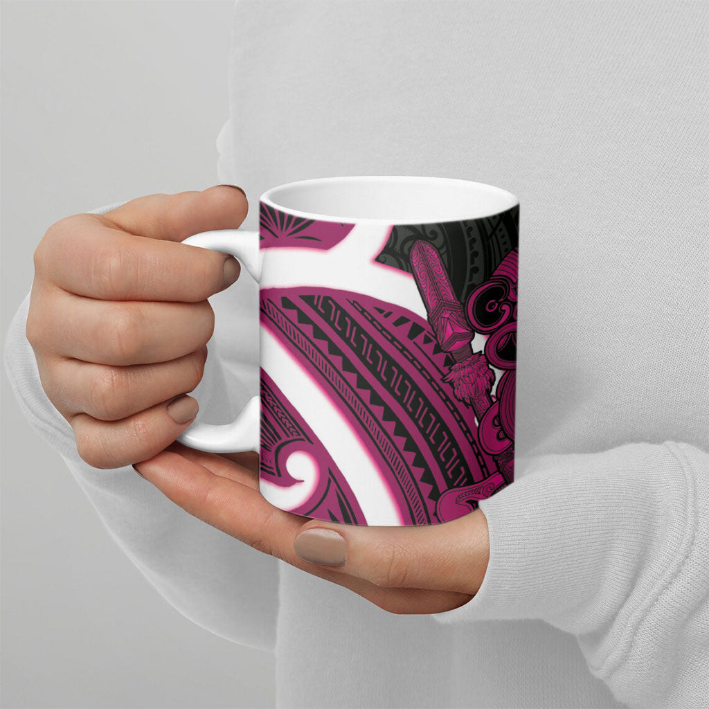 Mawhero Aotearoa Atua Tumatauenga Ceramic Mug Maori God Of War Tiki With Taiaha LT14 - Polynesian Pride