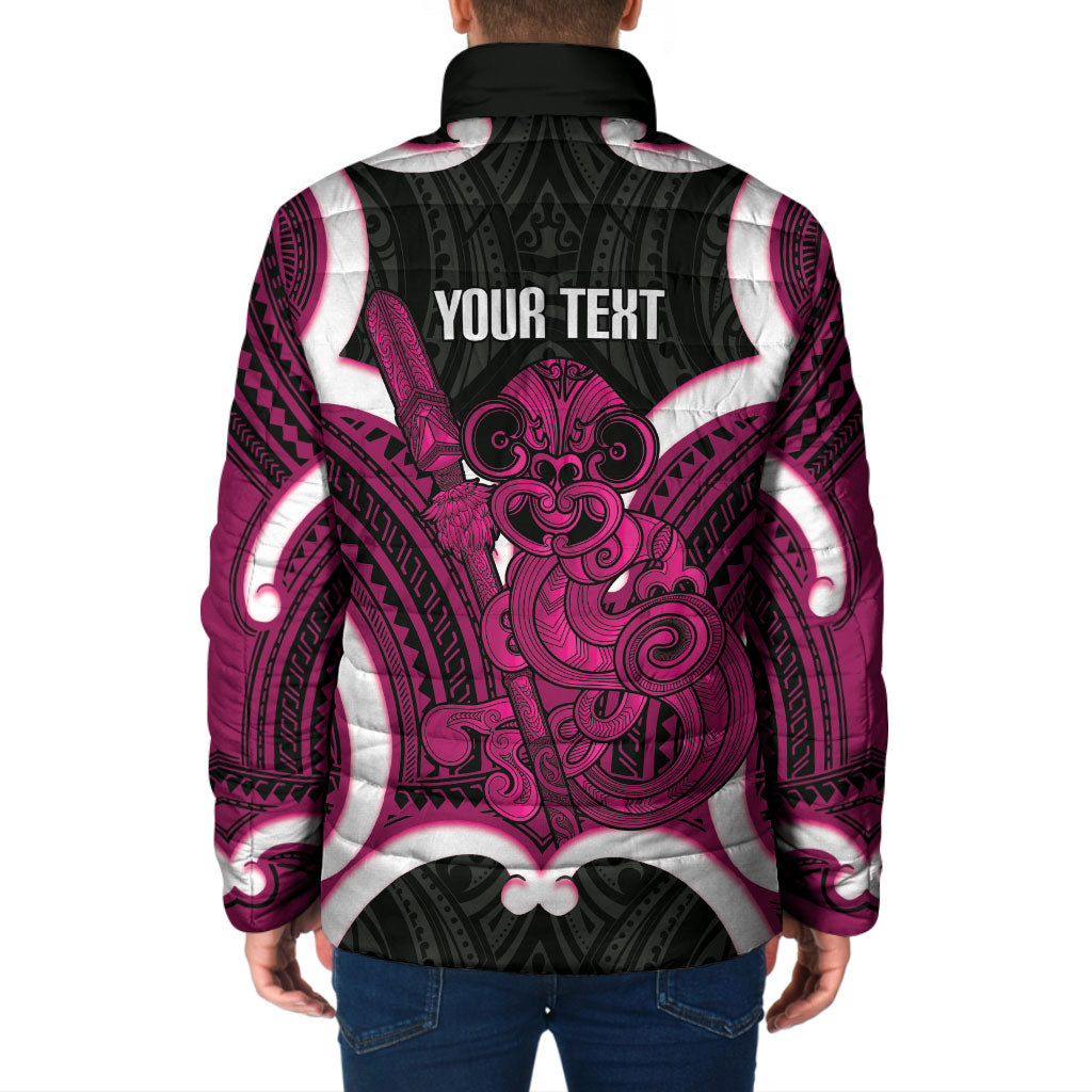 Mawhero Aotearoa Atua Tumatauenga Personalised Padded Jacket Maori God Of War Tiki With Taiaha LT14 - Polynesian Pride