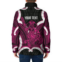 Mawhero Aotearoa Atua Tumatauenga Personalised Padded Jacket Maori God Of War Tiki With Taiaha LT14 - Polynesian Pride