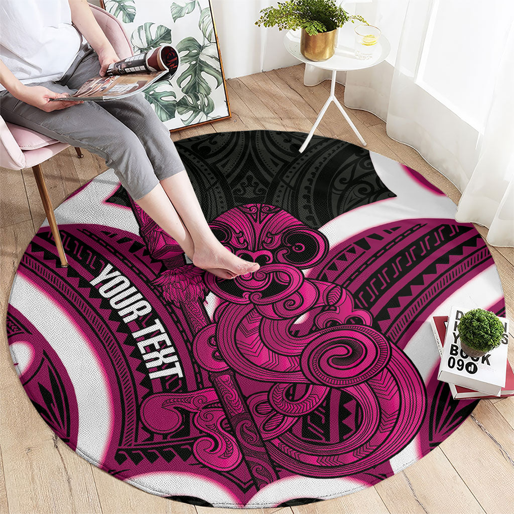 Mawhero Aotearoa Atua Tumatauenga Personalised Round Carpet Maori God Of War Tiki With Taiaha LT14 - Polynesian Pride