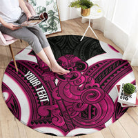 Mawhero Aotearoa Atua Tumatauenga Personalised Round Carpet Maori God Of War Tiki With Taiaha LT14 - Polynesian Pride