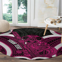 Mawhero Aotearoa Atua Tumatauenga Personalised Round Carpet Maori God Of War Tiki With Taiaha LT14 - Polynesian Pride