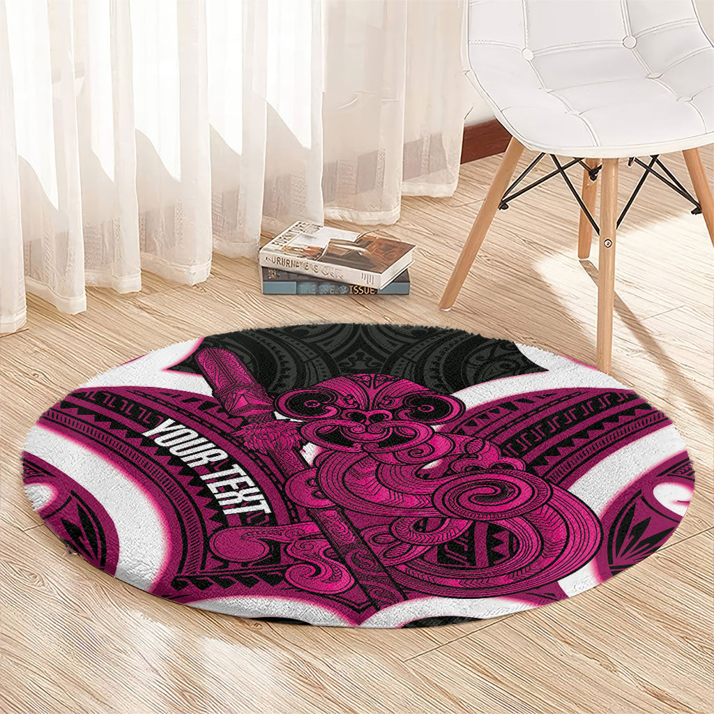 Mawhero Aotearoa Atua Tumatauenga Personalised Round Carpet Maori God Of War Tiki With Taiaha LT14 - Polynesian Pride