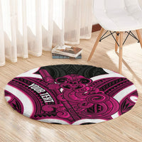 Mawhero Aotearoa Atua Tumatauenga Personalised Round Carpet Maori God Of War Tiki With Taiaha LT14 - Polynesian Pride