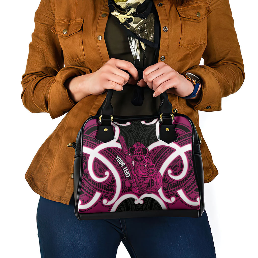 Mawhero Aotearoa Atua Tumatauenga Personalised Shoulder Handbag Maori God Of War Tiki With Taiaha LT14 - Polynesian Pride