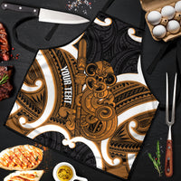 Karaka Aotearoa Atua Tumatauenga Personalised Apron Maori God Of War Tiki With Taiaha LT14 Orange - Polynesian Pride