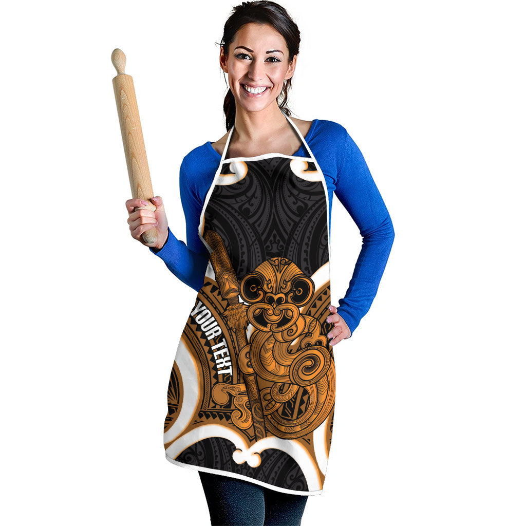 Karaka Aotearoa Atua Tumatauenga Personalised Apron Maori God Of War Tiki With Taiaha LT14 - Polynesian Pride