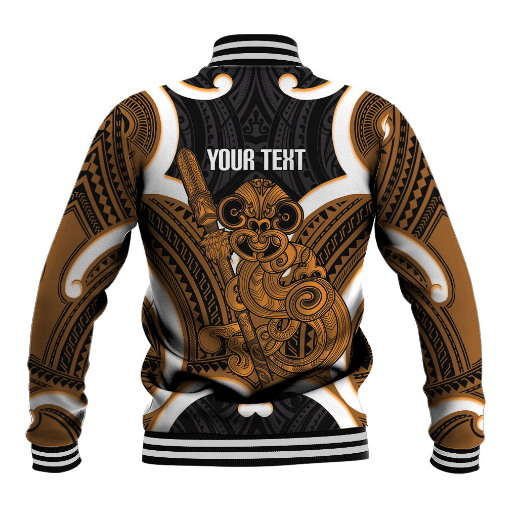 Karaka Aotearoa Atua Tumatauenga Personalised Baseball Jacket Maori God Of War Tiki With Taiaha LT14 - Polynesian Pride