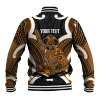 Karaka Aotearoa Atua Tumatauenga Personalised Baseball Jacket Maori God Of War Tiki With Taiaha LT14 - Polynesian Pride
