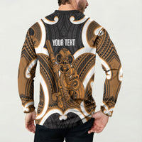 Karaka Aotearoa Atua Tumatauenga Personalised Button Sweatshirt Maori God Of War Tiki With Taiaha LT14 - Polynesian Pride
