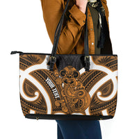 Karaka Aotearoa Atua Tumatauenga Personalised Leather Tote Bag Maori God Of War Tiki With Taiaha LT14 - Polynesian Pride