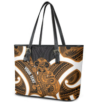 Karaka Aotearoa Atua Tumatauenga Personalised Leather Tote Bag Maori God Of War Tiki With Taiaha LT14 - Polynesian Pride