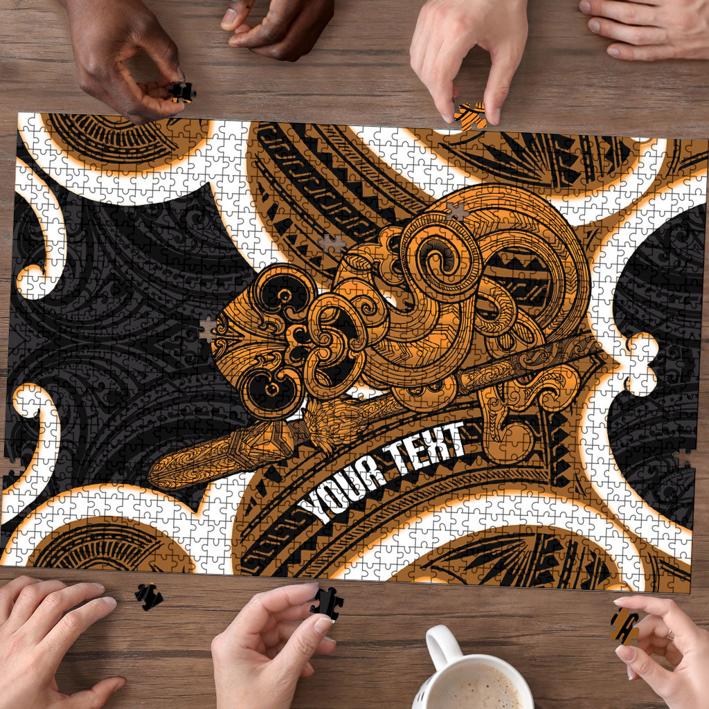 Karaka Aotearoa Atua Tumatauenga Personalised Puzzle Maori God Of War Tiki With Taiaha LT14 - Polynesian Pride