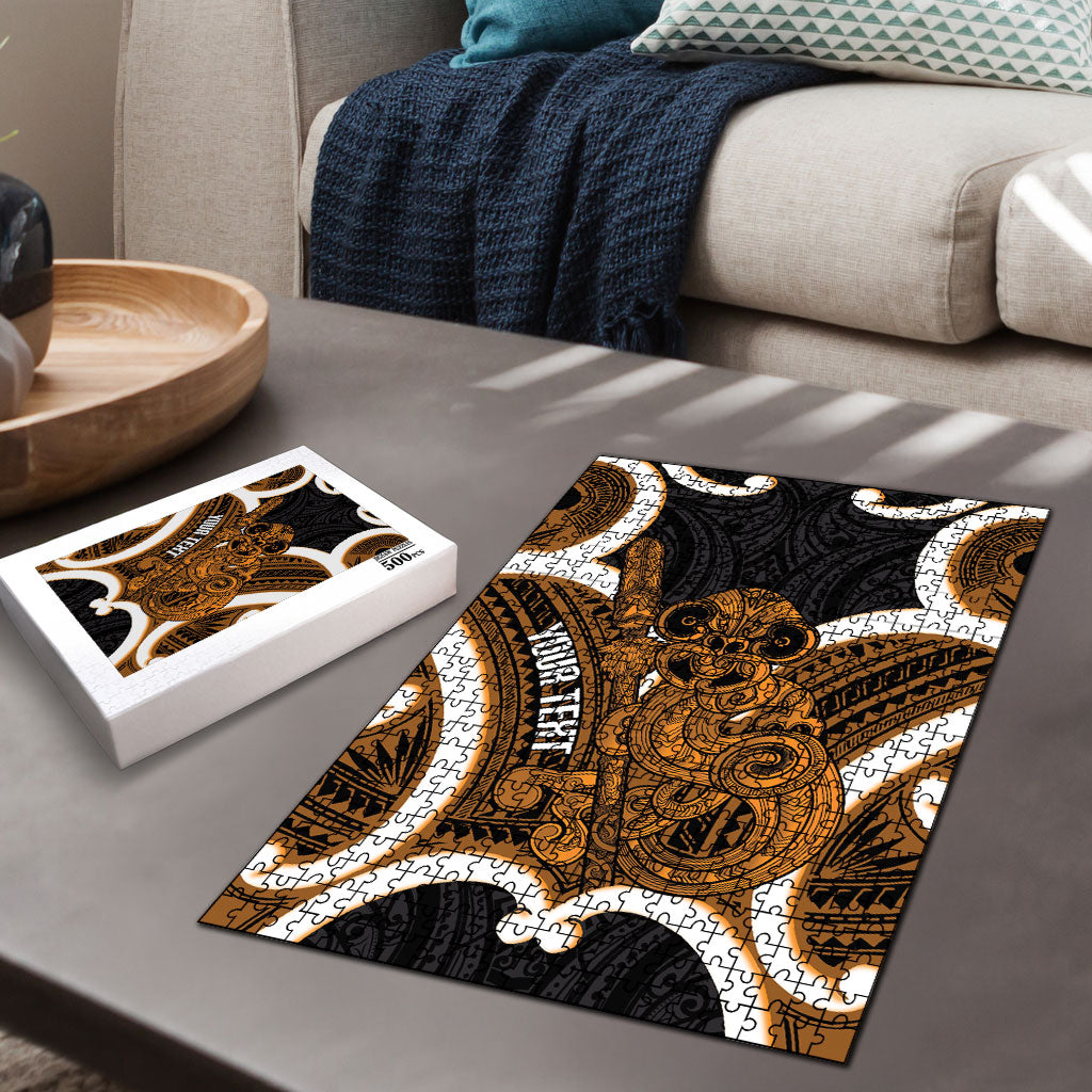Karaka Aotearoa Atua Tumatauenga Personalised Puzzle Maori God Of War Tiki With Taiaha LT14 - Polynesian Pride