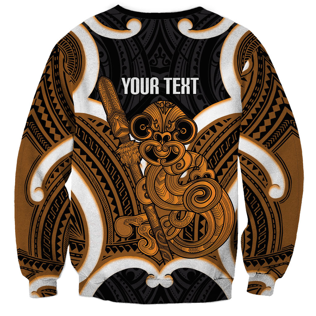 Karaka Aotearoa Atua Tumatauenga Personalised Sweatshirt Maori God Of War Tiki With Taiaha LT14 - Polynesian Pride