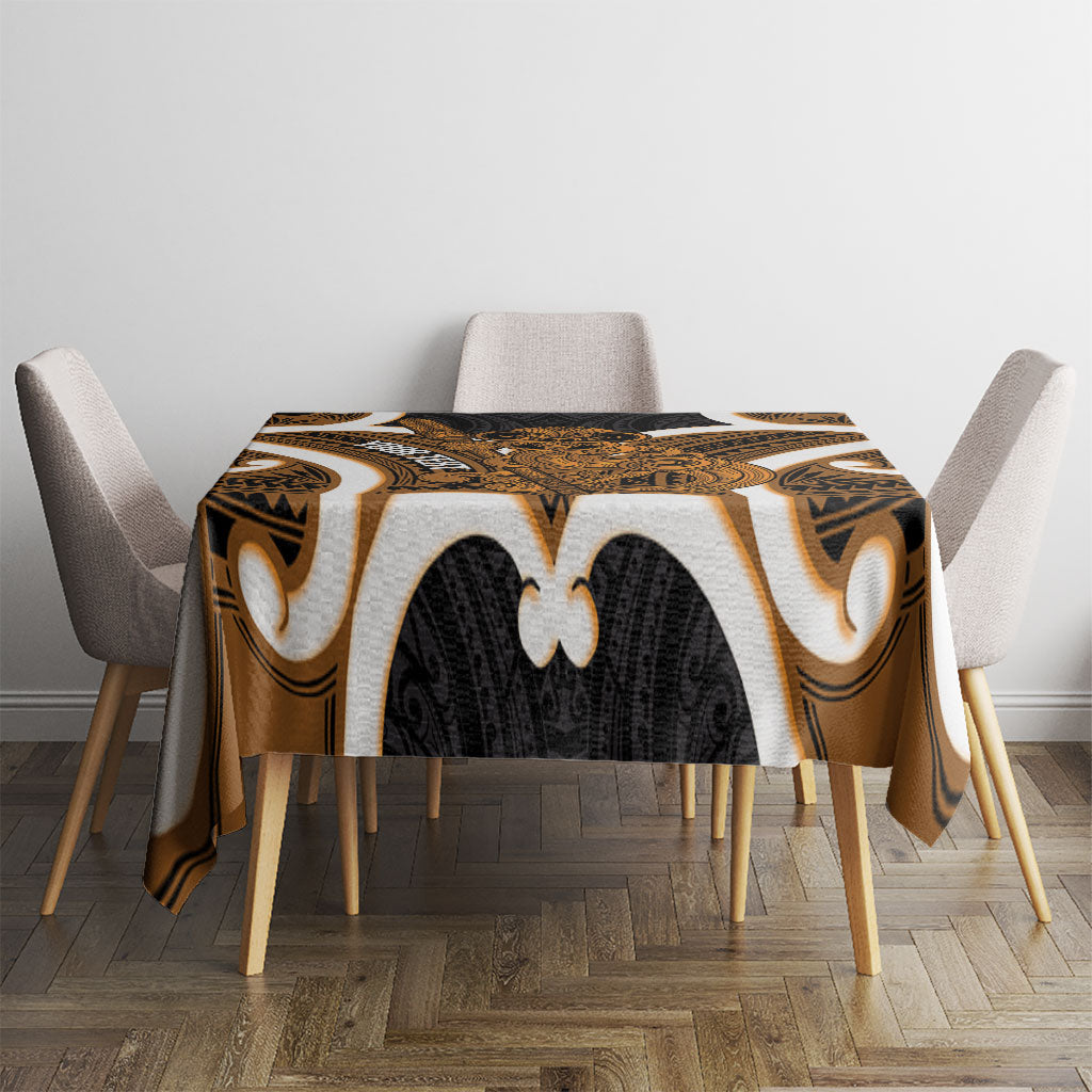 Karaka Aotearoa Atua Tumatauenga Personalised Tablecloth Maori God Of War Tiki With Taiaha LT14 - Polynesian Pride