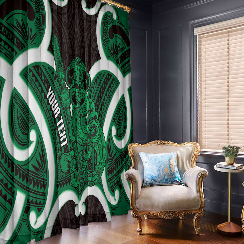 Kakariki Aotearoa Atua Tumatauenga Personalised Window Curtain Maori God Of War Tiki With Taiaha LT14 - Polynesian Pride