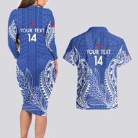 Custom Manu Samoa Rugby 2024 Couples Matching Long Sleeve Bodycon Dress and Hawaiian Shirt Go Champions Samoan Tattoo LT14 - Polynesian Pride