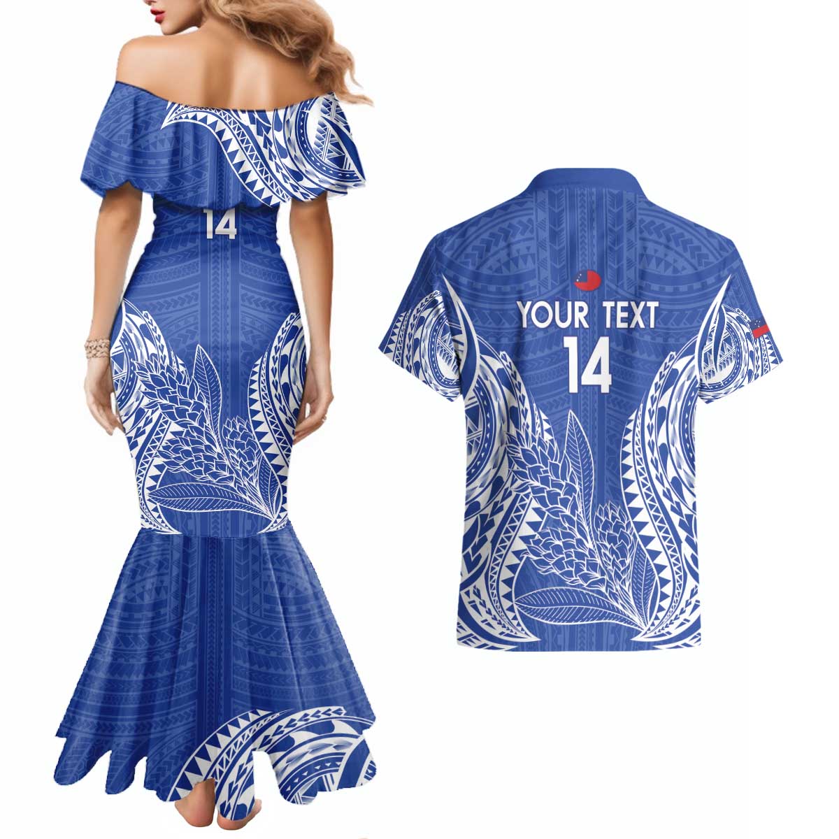 Custom Manu Samoa Rugby 2024 Couples Matching Mermaid Dress and Hawaiian Shirt Go Champions Samoan Tattoo LT14 - Polynesian Pride