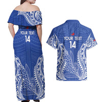 Custom Manu Samoa Rugby 2024 Couples Matching Off Shoulder Maxi Dress and Hawaiian Shirt Go Champions Samoan Tattoo LT14 - Polynesian Pride