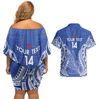 Custom Manu Samoa Rugby 2024 Couples Matching Off Shoulder Short Dress and Hawaiian Shirt Go Champions Samoan Tattoo LT14 - Polynesian Pride