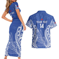 Custom Manu Samoa Rugby 2024 Couples Matching Short Sleeve Bodycon Dress and Hawaiian Shirt Go Champions Samoan Tattoo LT14 - Polynesian Pride