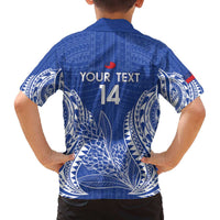 Custom Manu Samoa Rugby 2024 Family Matching Off The Shoulder Long Sleeve Dress and Hawaiian Shirt Go Champions Samoan Tattoo LT14 - Polynesian Pride