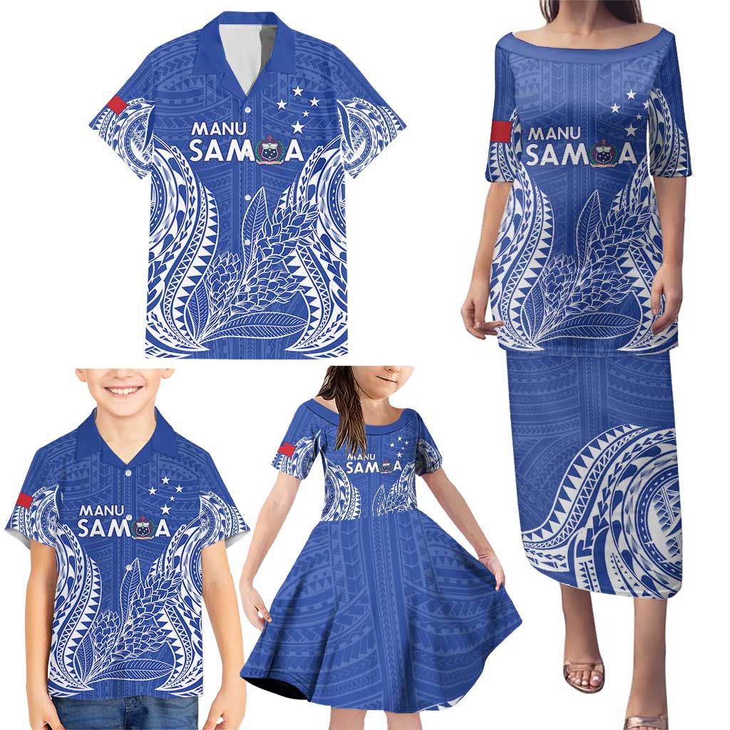 Custom Manu Samoa Rugby 2024 Family Matching Puletasi and Hawaiian Shirt Go Champions Samoan Tattoo LT14 - Polynesian Pride