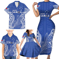 Custom Manu Samoa Rugby 2024 Family Matching Short Sleeve Bodycon Dress and Hawaiian Shirt Go Champions Samoan Tattoo LT14 - Polynesian Pride