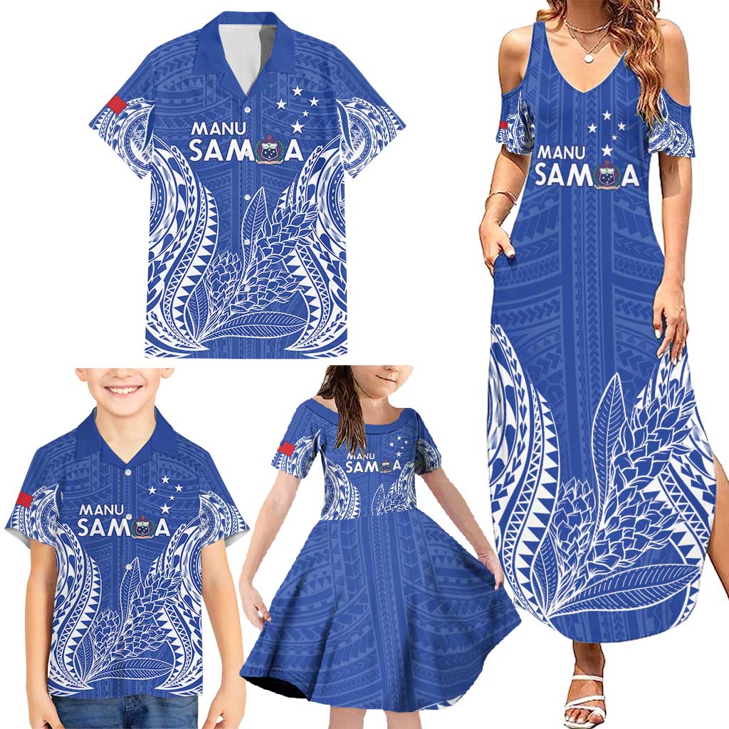 Custom Manu Samoa Rugby 2024 Family Matching Summer Maxi Dress and Hawaiian Shirt Go Champions Samoan Tattoo LT14 - Polynesian Pride