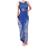 Custom Manu Samoa Rugby 2024 Family Matching Tank Maxi Dress and Hawaiian Shirt Go Champions Samoan Tattoo LT14 Mom's Dress Blue - Polynesian Pride
