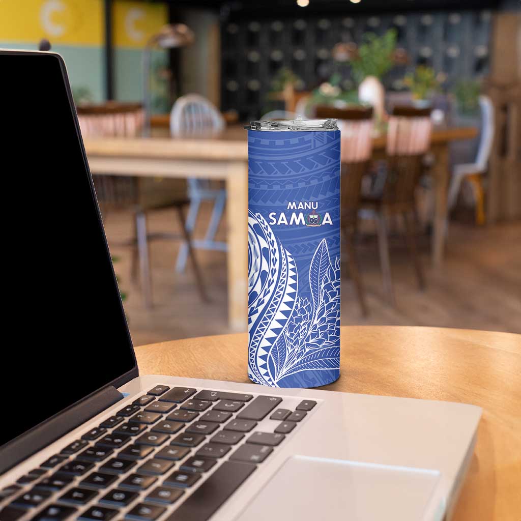 Custom Manu Samoa Rugby 2024 Skinny Tumbler Go Champions Samoan Tattoo