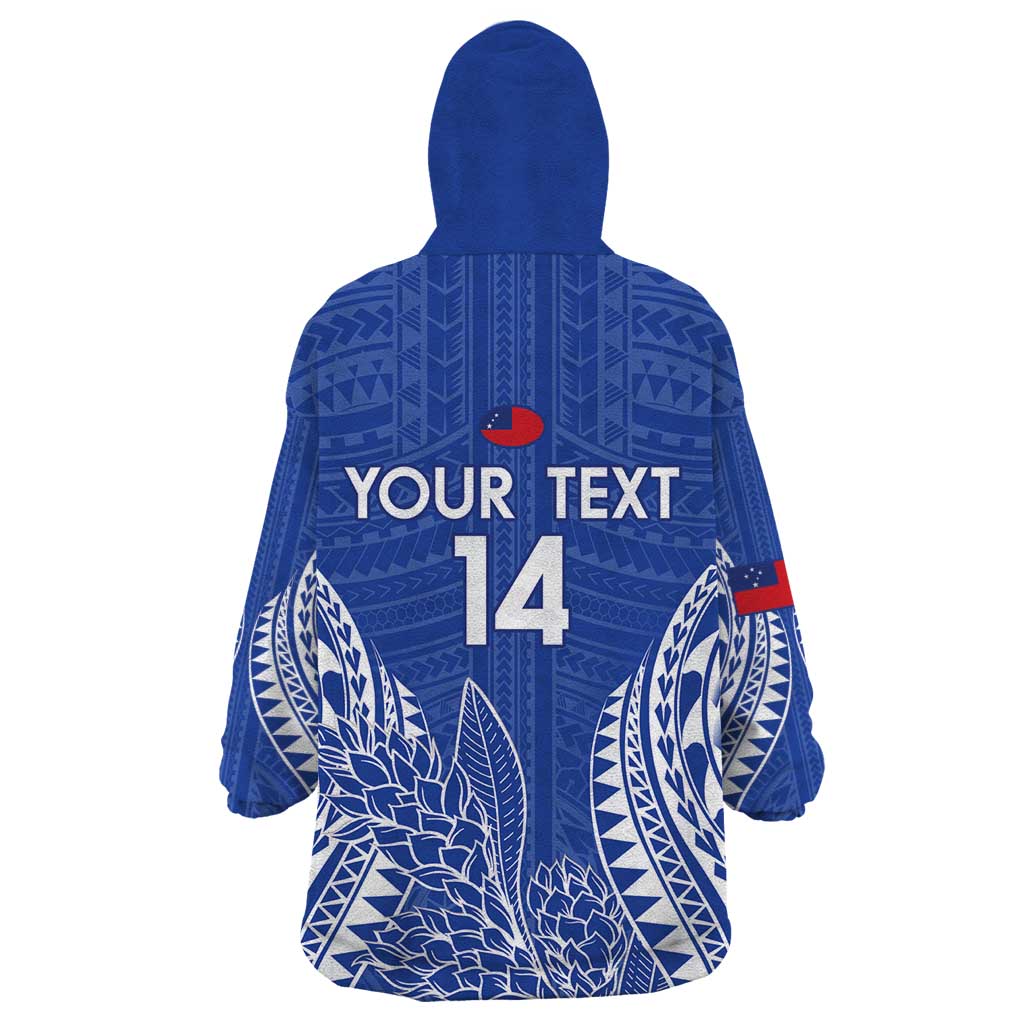 Custom Manu Samoa Rugby 2024 Wearable Blanket Hoodie Go Champions Samoan Tattoo