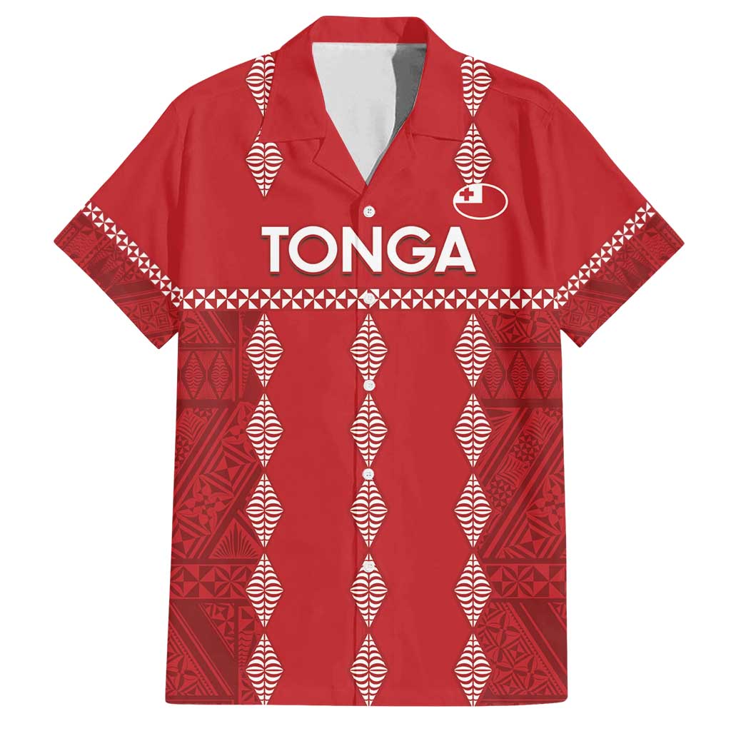 Custom Tonga Rugby 2024 Family Matching Long Sleeve Bodycon Dress and Hawaiian Shirt Go Champions Ikale Tahi Ngatu Pattern LT14 Dad's Shirt - Short Sleeve Red - Polynesian Pride