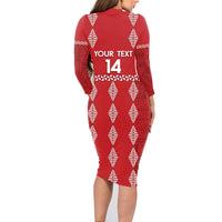 Custom Tonga Rugby 2024 Family Matching Long Sleeve Bodycon Dress and Hawaiian Shirt Go Champions Ikale Tahi Ngatu Pattern LT14 - Polynesian Pride
