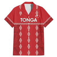 Custom Tonga Rugby 2024 Family Matching Mermaid Dress and Hawaiian Shirt Go Champions Ikale Tahi Ngatu Pattern LT14 Dad's Shirt - Short Sleeve Red - Polynesian Pride