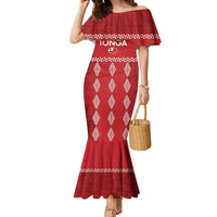 Custom Tonga Rugby 2024 Family Matching Mermaid Dress and Hawaiian Shirt Go Champions Ikale Tahi Ngatu Pattern LT14 Mom's Dress Red - Polynesian Pride