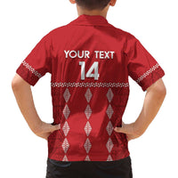 Custom Tonga Rugby 2024 Family Matching Off The Shoulder Long Sleeve Dress and Hawaiian Shirt Go Champions Ikale Tahi Ngatu Pattern LT14 - Polynesian Pride