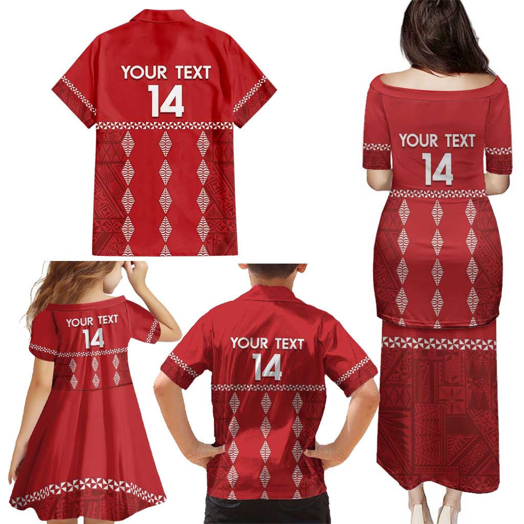 Custom Tonga Rugby 2024 Family Matching Puletasi and Hawaiian Shirt Go Champions Ikale Tahi Ngatu Pattern LT14 - Polynesian Pride