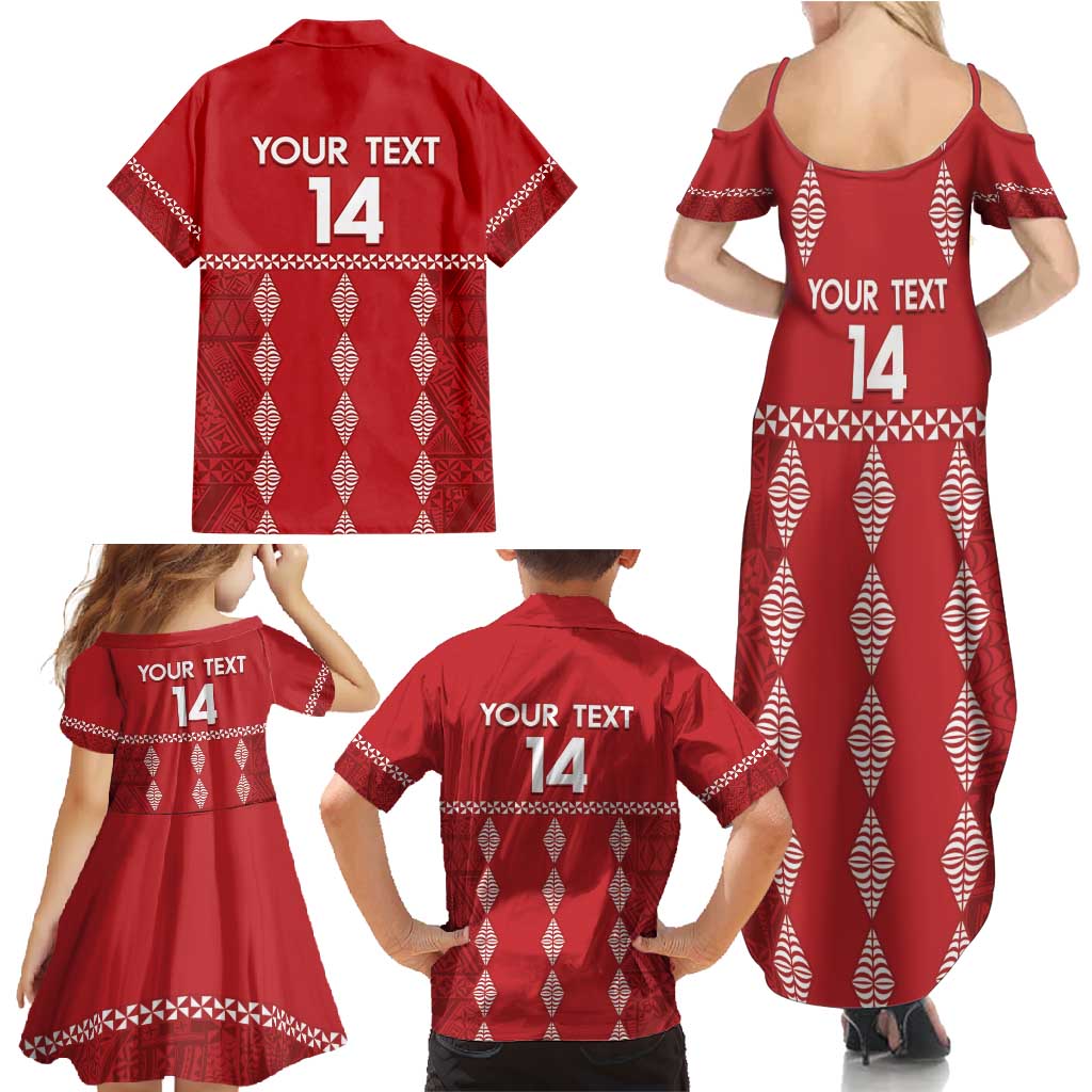 Custom Tonga Rugby 2024 Family Matching Summer Maxi Dress and Hawaiian Shirt Go Champions Ikale Tahi Ngatu Pattern LT14 - Polynesian Pride