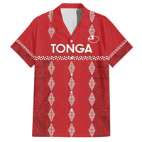 Custom Tonga Rugby 2024 Family Matching Summer Maxi Dress and Hawaiian Shirt Go Champions Ikale Tahi Ngatu Pattern LT14 Dad's Shirt - Short Sleeve Red - Polynesian Pride