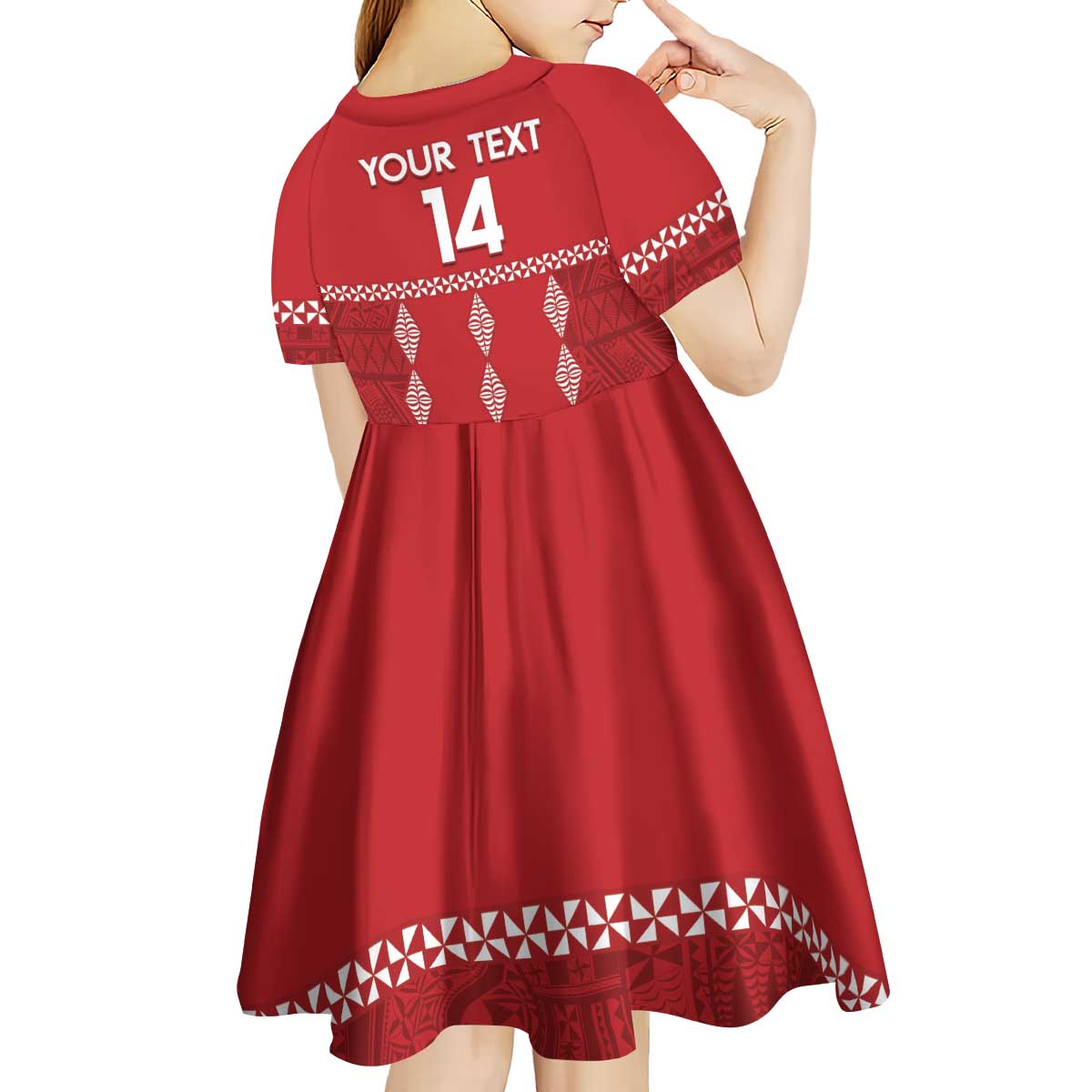 Custom Tonga Rugby 2024 Kid Short Sleeve Dress Go Champions Ikale Tahi Ngatu Pattern