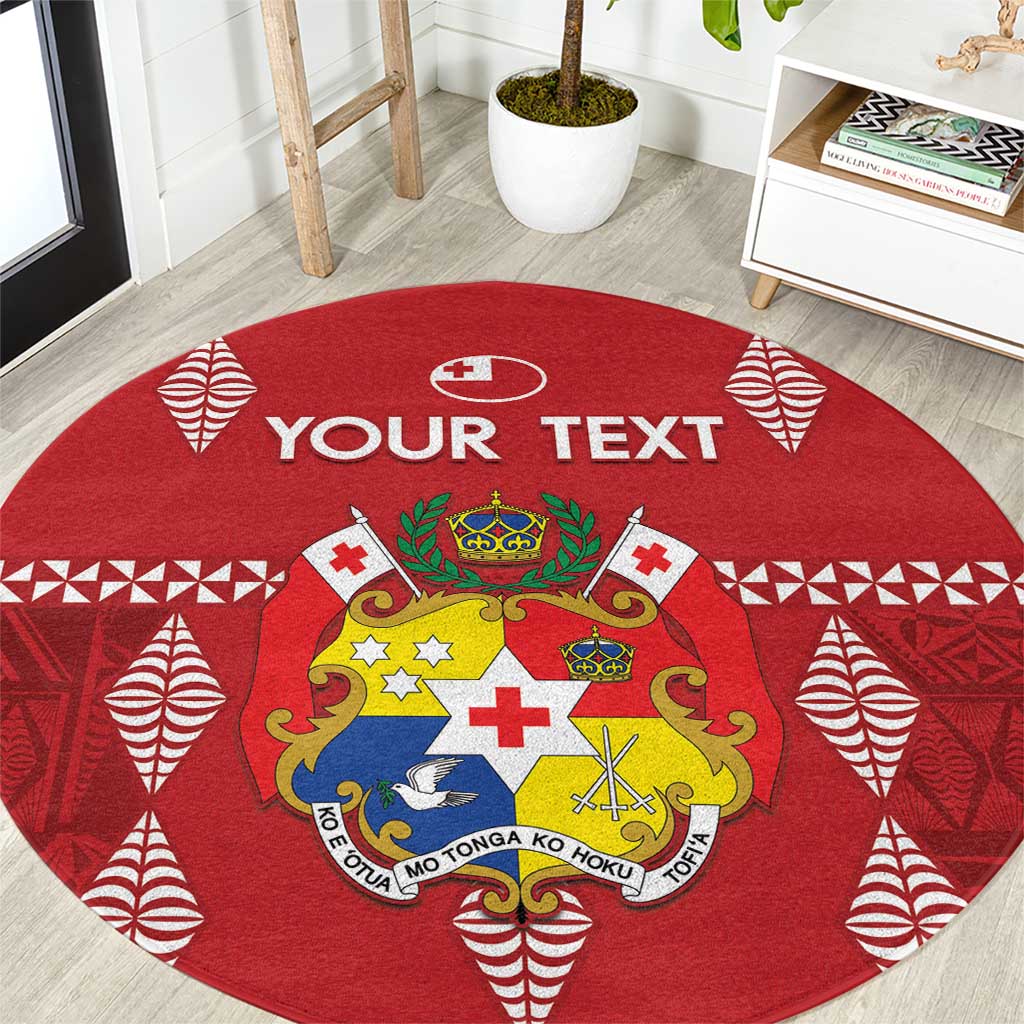 Custom Tonga Rugby 2024 Round Carpet Go Champions Ikale Tahi Ngatu Pattern LT14 Red - Polynesian Pride