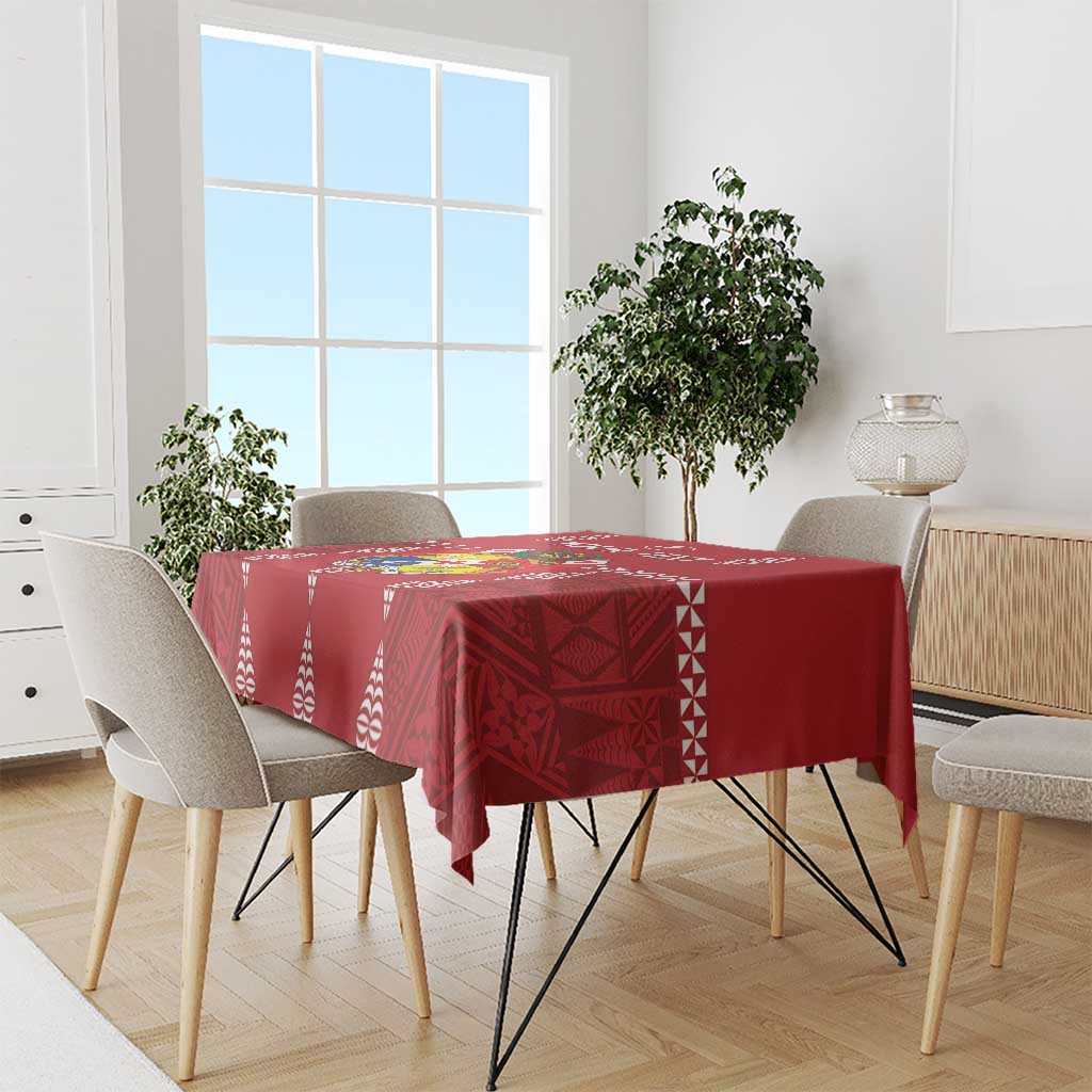 Custom Tonga Rugby 2024 Tablecloth Go Champions Ikale Tahi Ngatu Pattern