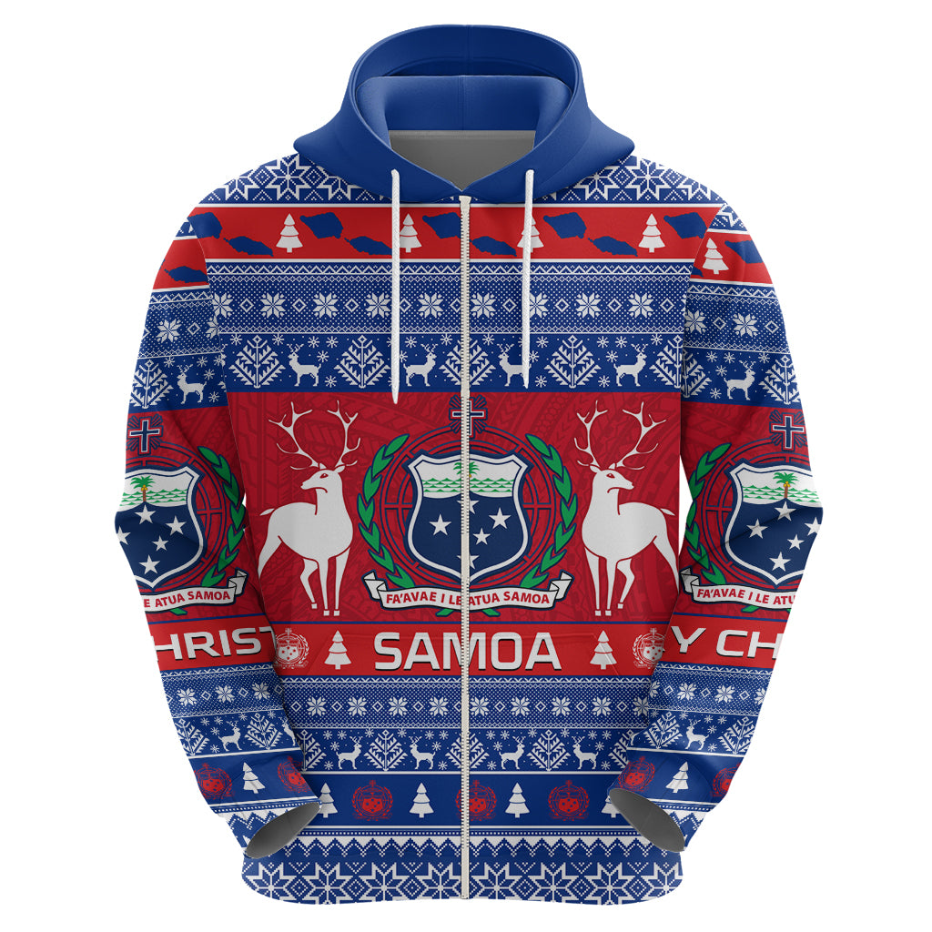 Personalised Samoa Christmas Hoodie Samoan Coat Of Arms Manuia Le Kirisimas LT14 - Polynesian Pride