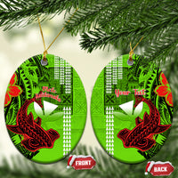 Personalised Hawaii Christmas Ceramic Ornament Mele Kalikimaka Kakau Polynesian Shark Tattoo LT14 - Polynesian Pride