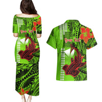 Personalised Hawaii Christmas Couples Matching Puletasi Dress and Hawaiian Shirt Mele Kalikimaka Kakau Polynesian Shark Tattoo LT14 - Polynesian Pride