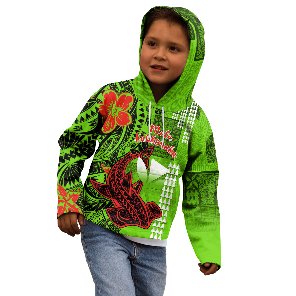 Personalised Hawaii Christmas Kid Hoodie Mele Kalikimaka Kakau Polynesian Shark Tattoo LT14 - Polynesian Pride